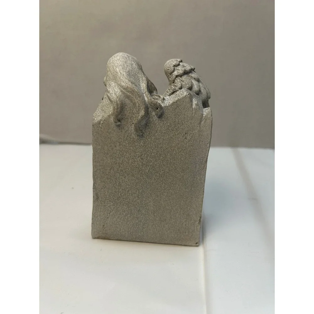 In Loving Memory Angel Statue Memorial Grave Marker Tribute Stone Figurine Grey